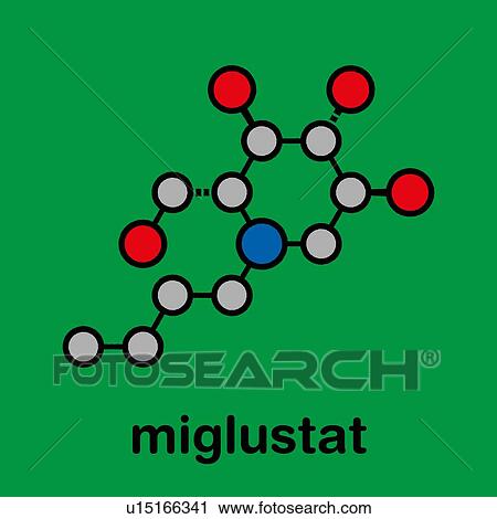 Stock Image - Miglustat Gaucher disease drug, molecular model. Fotosearch