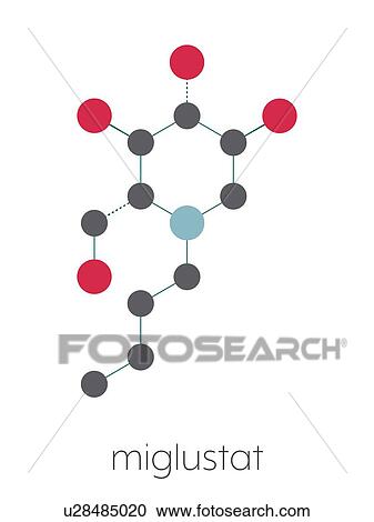Stock Image - Miglustat Gaucher disease drug, molecular model. Fotosearch