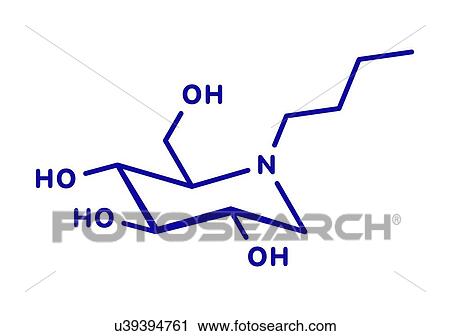 Stock Image - Miglustat Gaucher disease drug, molecular model. Fotosearch