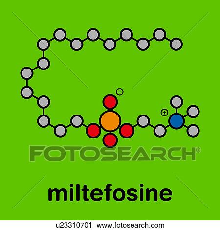 Stock Image - Miltefosine leishmaniasis drug, molecular model. Fotosearch