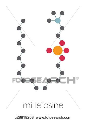 Stock Image - Miltefosine leishmaniasis drug, molecular model. Fotosearch