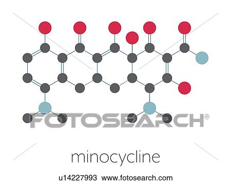 Stock Image - Minocycline antibiotic drug, molecular model. Fotosearch