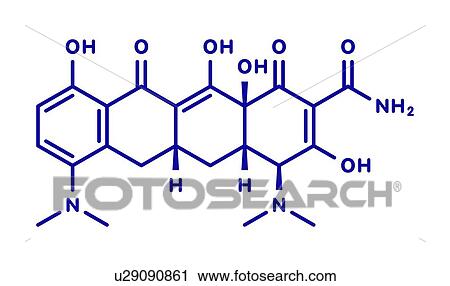 Stock Image - Minocycline antibiotic drug, molecular model. Fotosearch