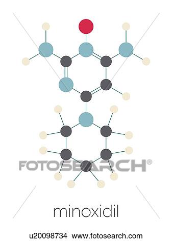 Picture - Minoxidil male pattern baldness drug, molecular model. Fotosearch