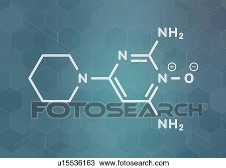 Stock Image - Minoxidil male pattern baldness drug, molecular model. Fotosearch