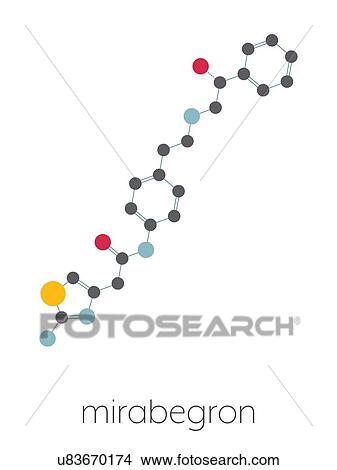 Picture - Mirabegron overactive bladder drug, molecular model. Fotosearch