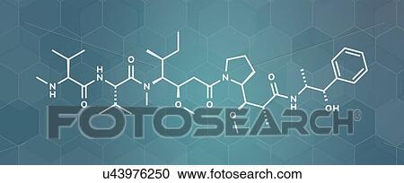 Stock Image - Monomethyl auristatin E, molecular model. Fotosearch