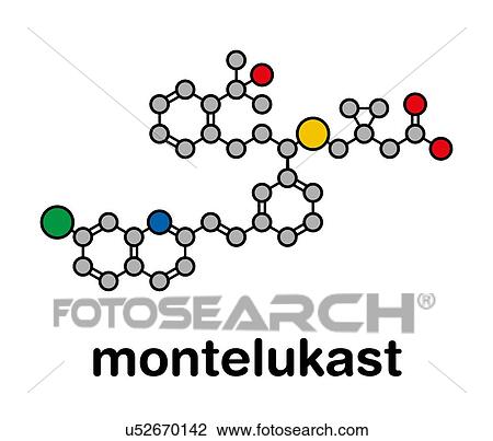 Stock Image - Montelukast asthma and airway allergy drug, molecular model. Fotosearch