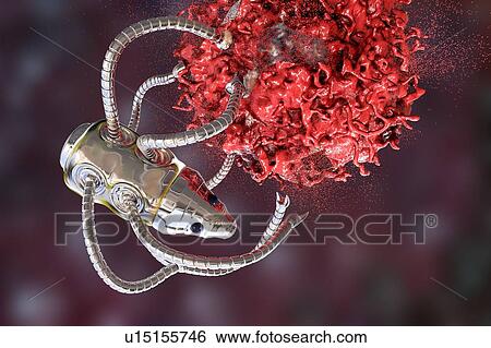 Stock Photograph - Nanorobot attacking cancer, illustration. Fotosearch