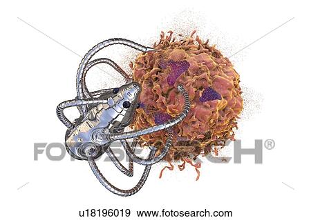 Nanorobots attacking cancer, illustration View Large Photo Image Stock Photo - Nanorobots attacking cancer, illustration. Fotosearch
