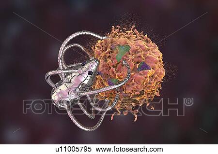 Stock Photography - Nanorobots attacking cancer, illustration. Fotosearch