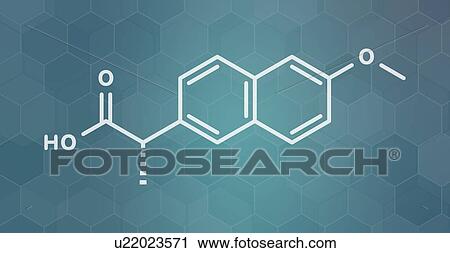 Stock Image - Naproxen pain and inflammation drug, molecular model. Fotosearch