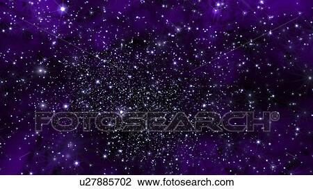 Stock Image - Nebula and stars, illustration. Fotosearch