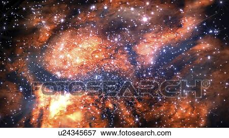 Stock Photo - Nebula and stars, illustration. Fotosearch