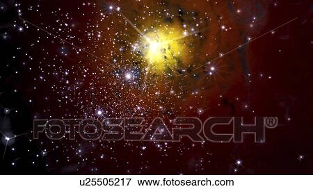 Stock Photo - Nebula and stars, illustration. Fotosearch