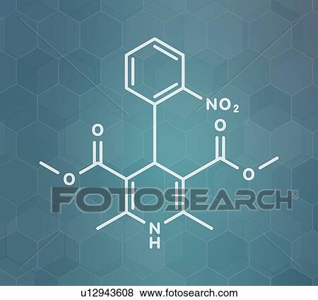 Stock Photo - Nifedipine calcium channel blocker drug, molecular model. Fotosearch