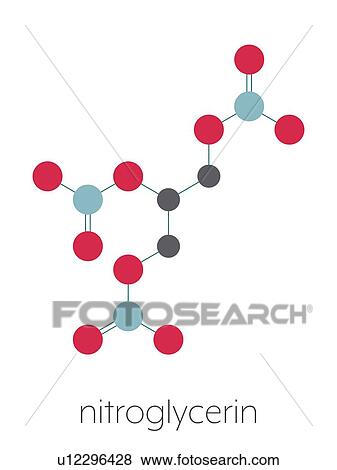 Stock Photo - Nitroglycerin drug and explosive, molecular model. Fotosearch