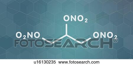 Stock Photography - Nitroglycerin drug and explosive, molecular model. Fotosearch