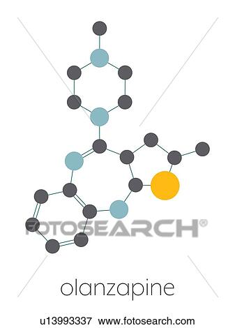 Stock Photo - Olanzapine antipsychotic drug, molecular model. Fotosearch