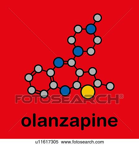 Stock Photography - Olanzapine antipsychotic drug, molecular model. Fotosearch