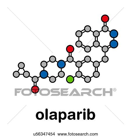 Picture - Olaparib cancer drug, molecular model. Fotosearch