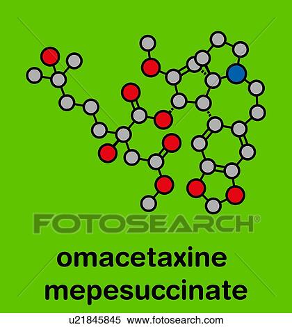 Stock Photography - Omacetaxine mepesuccinate cancer drug, molecular model. Fotosearch