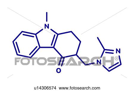 Picture - Ondansetron nausea and vomiting drug, molecular model. Fotosearch