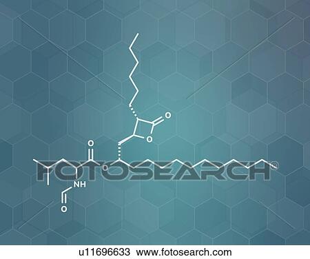 Stock Image - Orlistat obesity drug, molecular model. Fotosearch