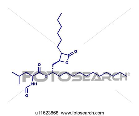 Stock Photo - Orlistat obesity drug, molecular model. Fotosearch