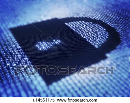 Stock Photography - Padlock with binary code, illustration.. Fotosearch
