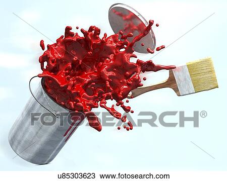 Stock Image - Pain splashing from bucket, illustration. Fotosearch