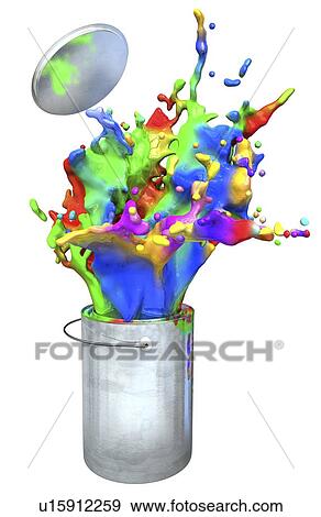 Stock Photo - Pain splashing from bucket, illustration. Fotosearch
