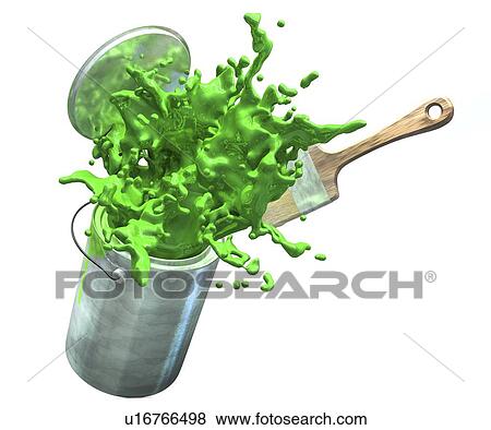 Stock Photo - Pain splashing from bucket, illustration. Fotosearch