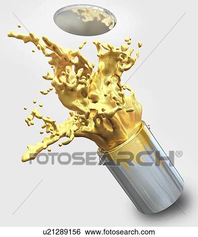 Stock Photograph - Pain splashing from bucket, illustration. Fotosearch