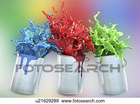 Pain splashing from buckets, illustration View Large Photo Image Stock Photo - Pain splashing from buckets, illustration. Fotosearch
