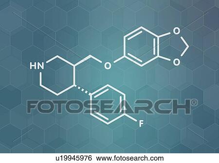 Stock Photograph - Paroxetine antidepressant drug, molecular model. Fotosearch