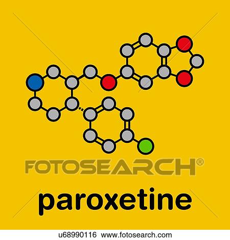 Stock Photograph - Paroxetine antidepressant drug, molecular model. Fotosearch