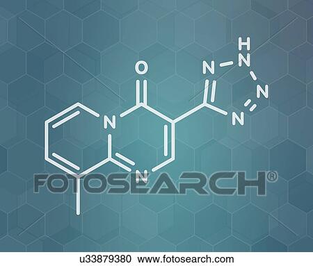 Stock Image - Pemirolast eye allergy drug, molecular model. Fotosearch