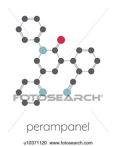 Stock Image - Perampanel epilepsy drug, molecular model. Fotosearch