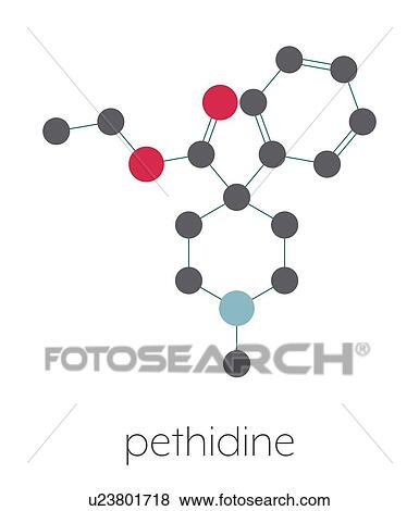 Stock Photo - Pethidine opioid analgesic drug, molecular model. Fotosearch