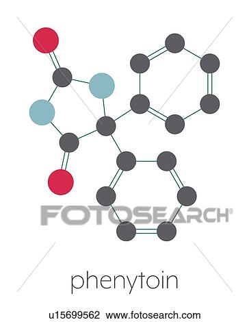 Stock Image - Phenytoin epilepsy drug, molecular model. Fotosearch