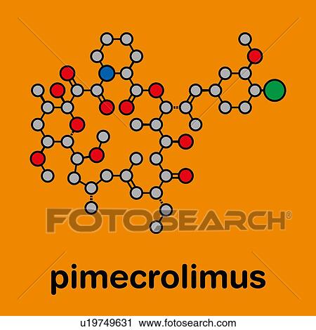 Stock Image - Pimecrolimus eczema drug, molecular model. Fotosearch
