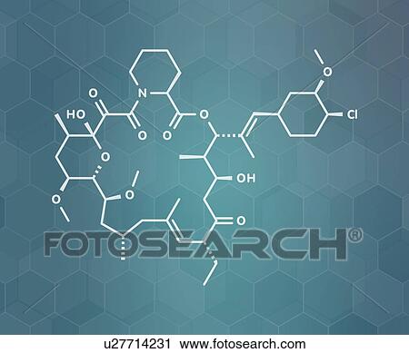 Stock Image - Pimecrolimus eczema drug, molecular model. Fotosearch