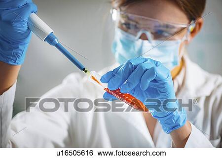 Stock Photograph - Pipetting sample. Fotosearch