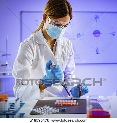 Stock Photograph - Pipetting sample. Fotosearch