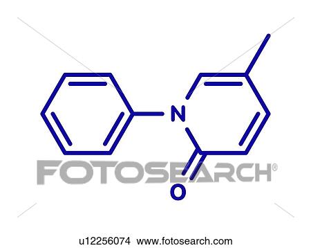 Picture - Pirfenidone idiopathic pulmonary fibrosis drug molecule. Fotosearch