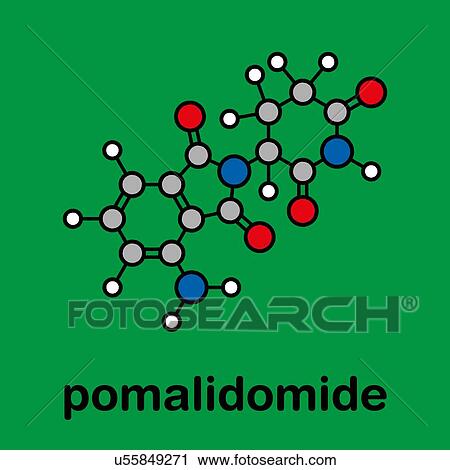 Stock Image - Pomalidomide multiple myeloma drug, molecular model. Fotosearch