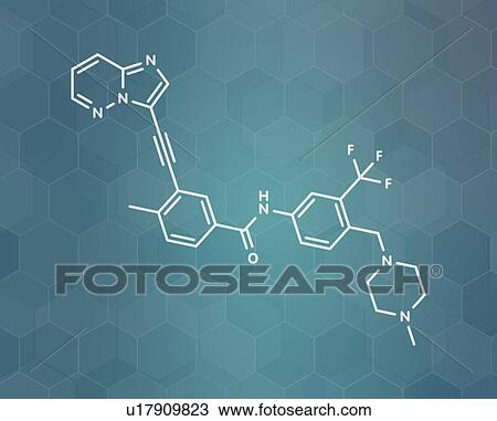 Stock Image - Ponatinib cancer drug, molecular model. Fotosearch