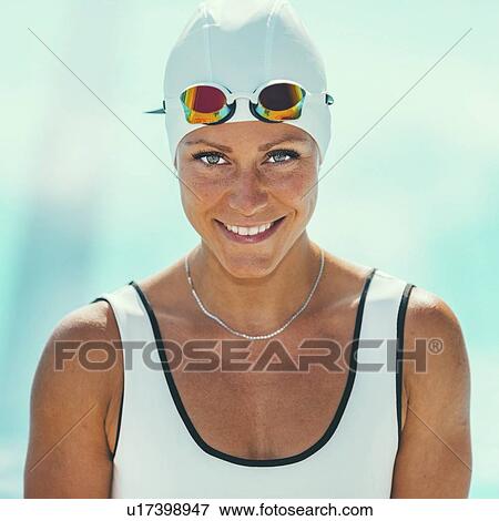 Portrait of female swimmer View Large Photo Image Stock Photo - Portrait of female swimmer. Fotosearch