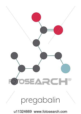 Stock Photo - Pregabalin epilepsy and fibromyalgia drug, molecular model. Fotosearch